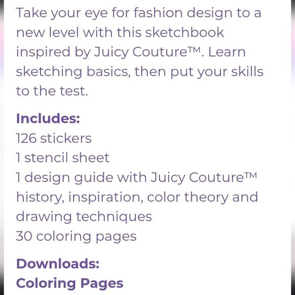 Juicy Couture Make It Real Fashion Design Sketchbook - Picture 9 of 9
